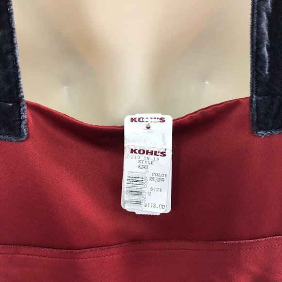 SIMPLY VERA VERA WANG NWT Rust Red Satin Velvet Cocktail Jeweled DRESS Size 12 - Picture 10 of 10